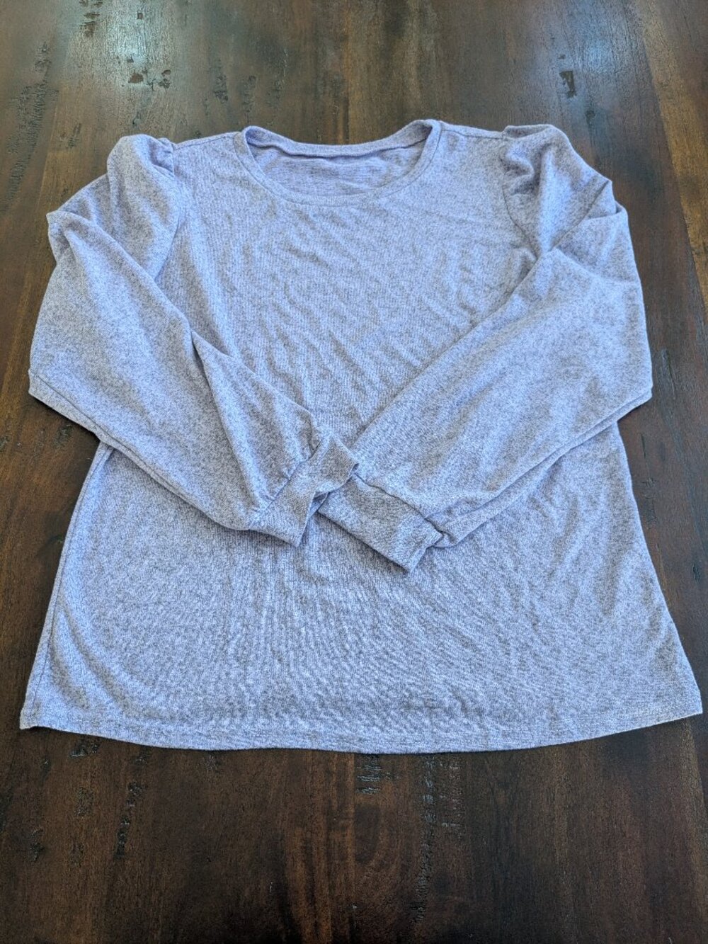 Heather Purple Space Dye Puff Sleeve Knit Top Blouse XL